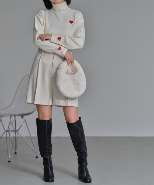 「deux amour」 タートルネックニット FREE レッド レディース_画像8