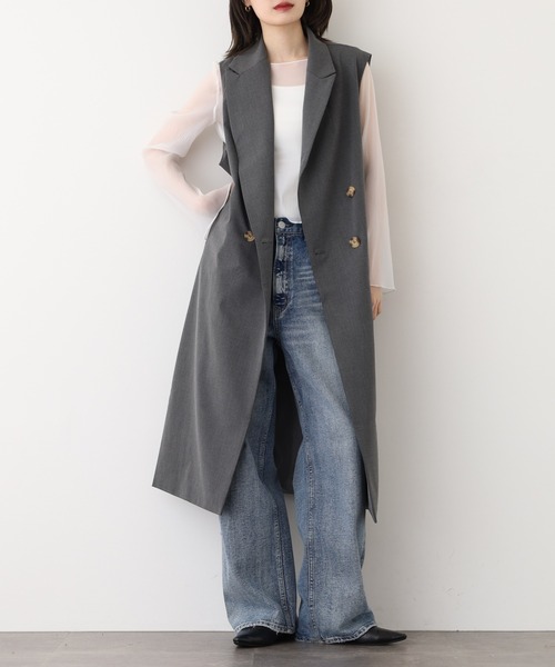 OMNES（オムネス） ベスト ジレ TRストレッチ ロングテーラードジレ