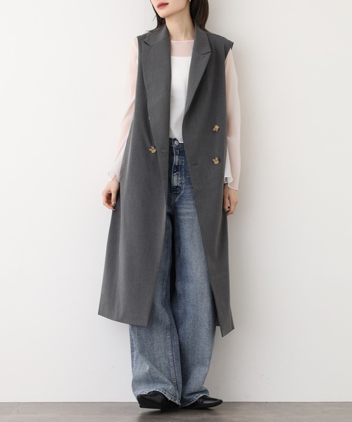 OMNES（オムネス） ベスト ジレ TRストレッチ ロングテーラードジレ