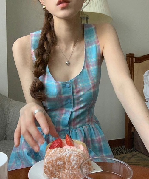 「FREE STYLISTS」 「LIMI」ノースリーブワンピース FREE ブルー レディース_画像3