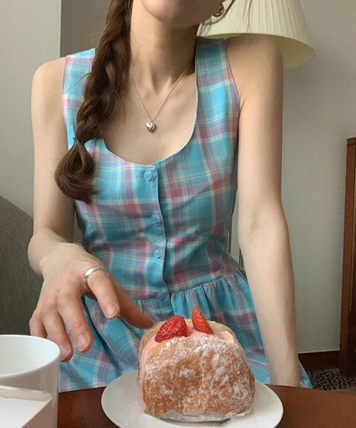 「FREE STYLISTS」 「LIMI」ノースリーブワンピース FREE ブルー レディース_画像6