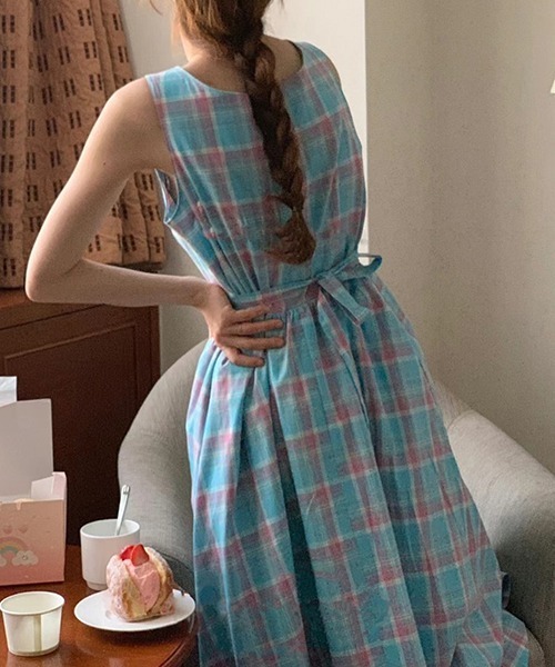 「FREE STYLISTS」 「LIMI」ノースリーブワンピース FREE ブルー レディース_画像7