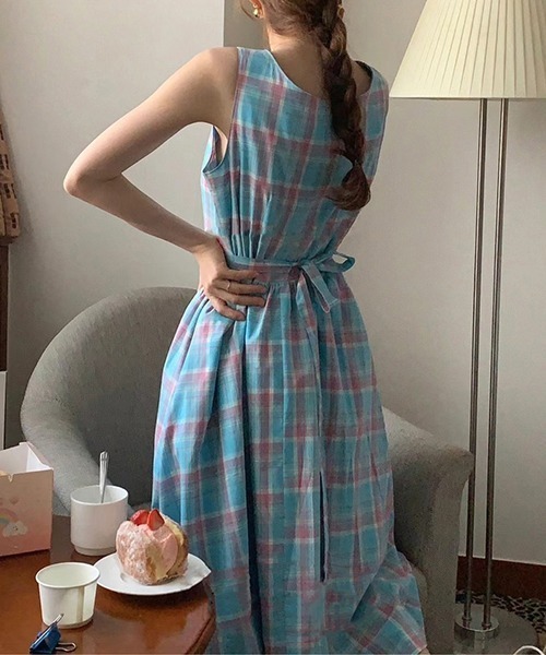 「FREE STYLISTS」 「LIMI」ノースリーブワンピース FREE ブルー レディース_画像8