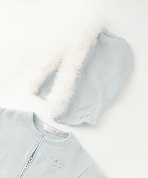 mezzo piano パーカー ラメ裏毛 フェイクファーフードZIPパーカ キッズ