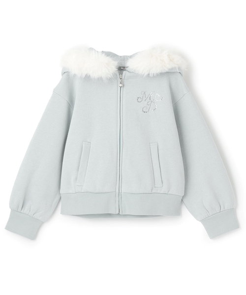 mezzo piano パーカー ラメ裏毛 フェイクファーフードZIPパーカ キッズ