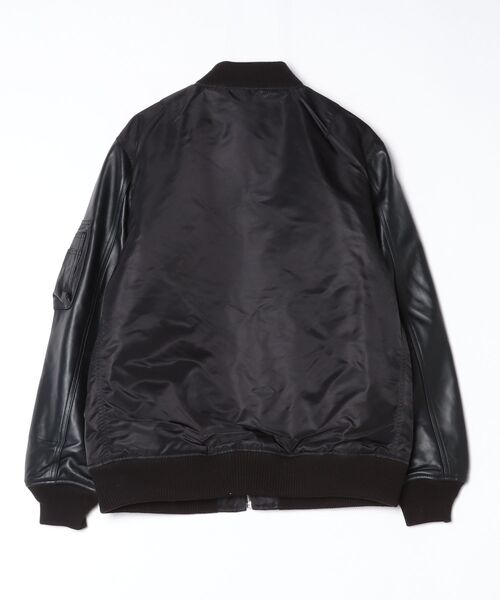 MMMM ma1 ma-1 MMMM ナイロンツイル/ラムレザー/MA-1タイプブルゾン