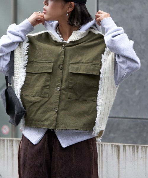 etsinta / ベスト/one/ナイロン/GRN/TYZ1042307A0004 etsinta（エシンタ） ニット セーター 「etsinta/エシンタ」リメイク