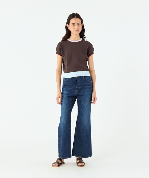 「MACPHEE」 半袖ニット S ネイビー レディース_画像2