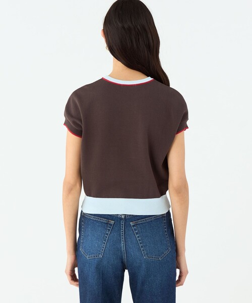 「MACPHEE」 半袖ニット S ネイビー レディース_画像5