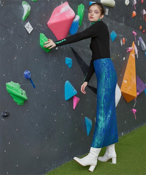 「miette」 長袖ニット FREE レッド レディース_画像3