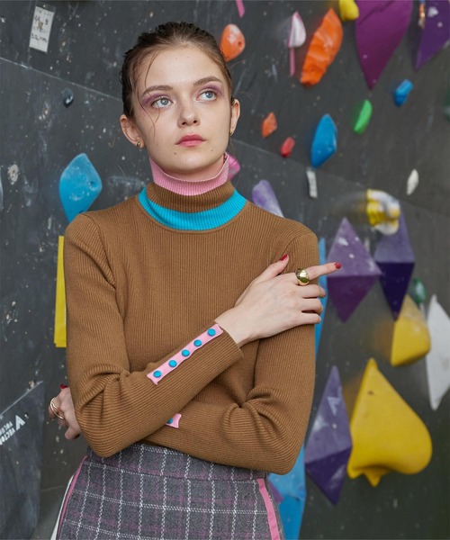 「miette」 長袖ニット FREE レッド レディース_画像4