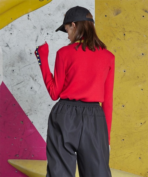 「miette」 長袖ニット FREE レッド レディース_画像9