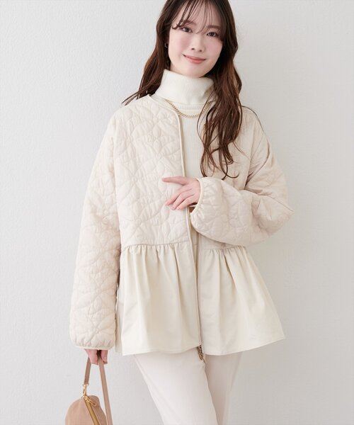 natural couture ジャケット ノーカラージャケット フラワー