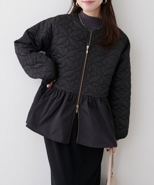 natural couture ジャケット ノーカラージャケット フラワー