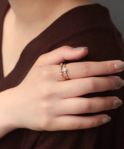 極美品K10YG本真珠リング（NOIR DE POUPEE）agete 好きにも NOIR DE POUPEE（ノワールドプーペ） リング #15 ゴールド レディース