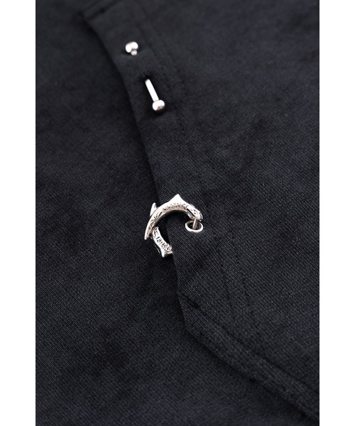 パーカー ジップフーディ｜Dagger Cross Leather Patch Zip Hoodie｜Unknown London メンズ レディース