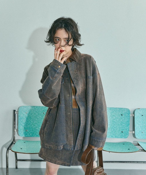 ニコアンド　デニムジャケット　オーバーサイズ　ブルゾン niko and…（ニコアンド） デニムジャケット FREE ベージュ レディース