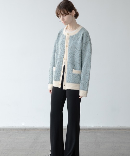 「EKCOOKIES」 ニットカーディガン M ライトブルー レディース_画像2