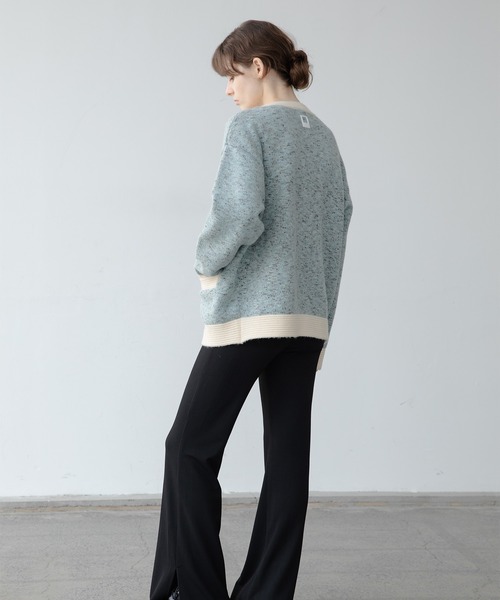 「EKCOOKIES」 ニットカーディガン M ライトブルー レディース_画像3