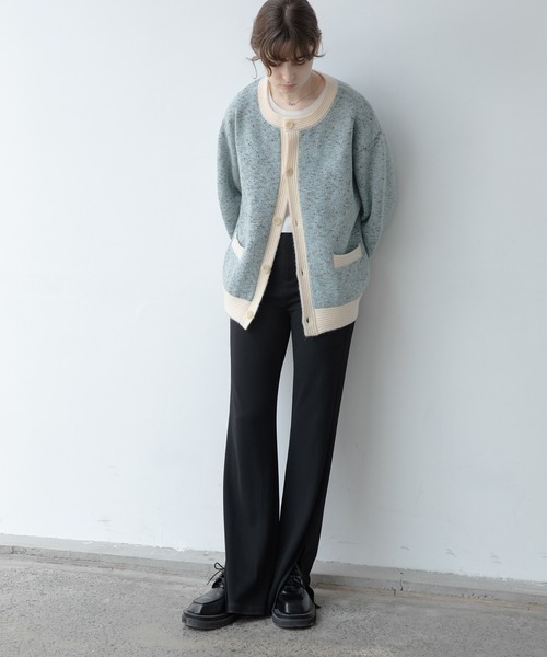 「EKCOOKIES」 ニットカーディガン M ライトブルー レディース_画像4