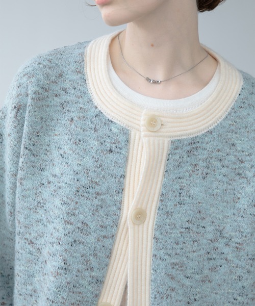 「EKCOOKIES」 ニットカーディガン M ライトブルー レディース_画像6