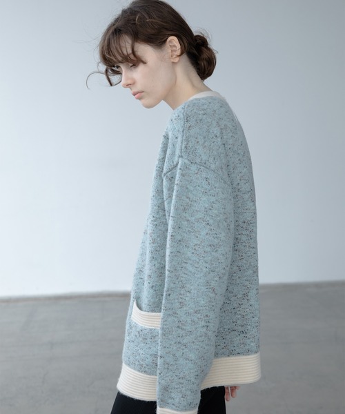 「EKCOOKIES」 ニットカーディガン M ライトブルー レディース_画像8