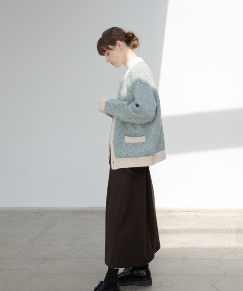 「EKCOOKIES」 ニットカーディガン M ライトブルー レディース_画像9