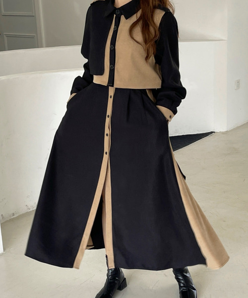 「BANNER SELECT」 長袖ワンピース L ベージュ レディース_画像6