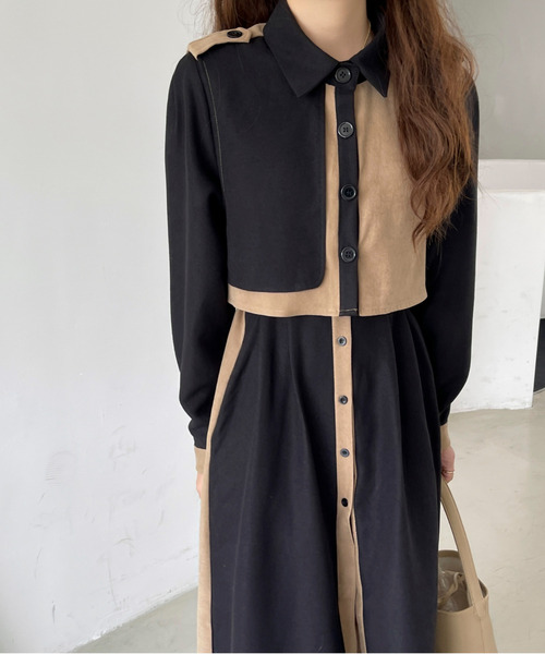 「BANNER SELECT」 長袖ワンピース L ベージュ レディース_画像7