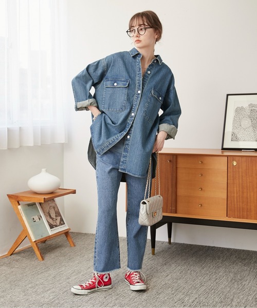 「ANGIE」 長袖シャツ FREE ブルー レディース_画像3