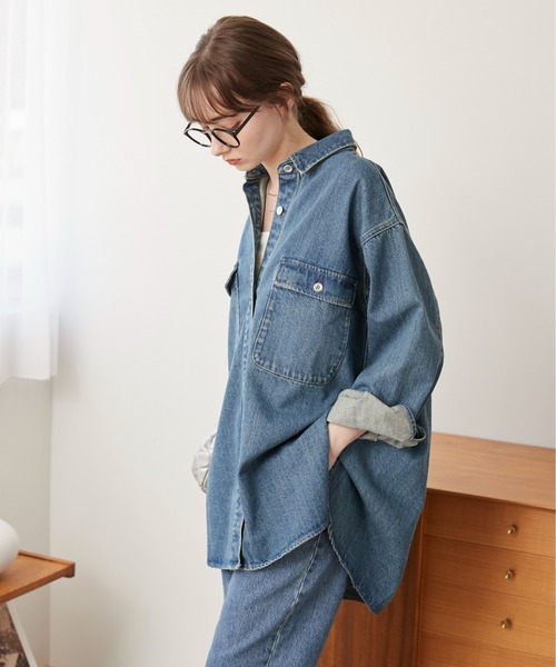 「ANGIE」 長袖シャツ FREE ブルー レディース_画像6