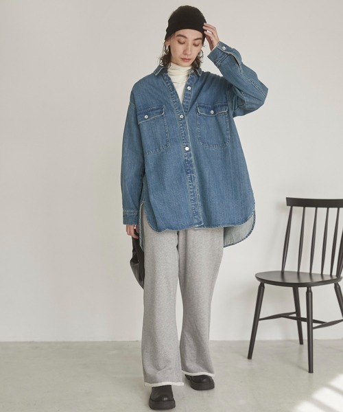 「ANGIE」 長袖シャツ FREE ブルー レディース_画像8