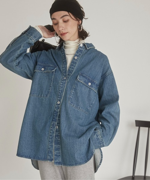 「ANGIE」 長袖シャツ FREE ブルー レディース_画像9