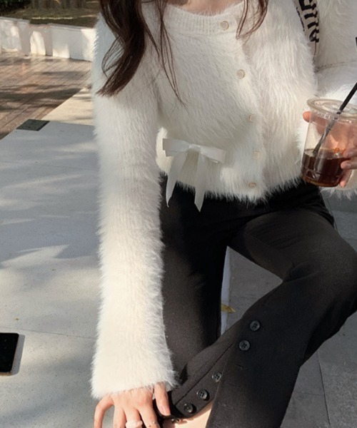 「by muni:r」 ニットカーディガン FREE アイボリー レディース_画像2