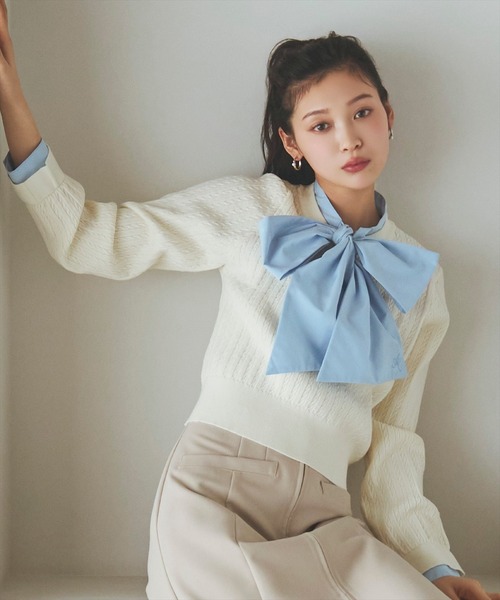 AND COUTURE（アンドクチュール） ニット セーター ボウタイニットプル 