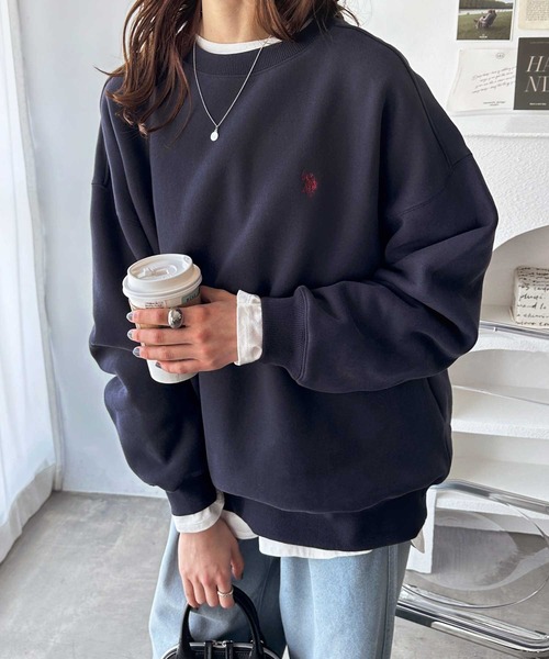 「U.S. POLO ASSN.」 スウェットカットソー X-LARGE チャコール レディース_画像4