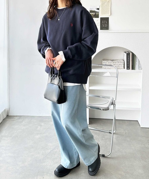 「U.S. POLO ASSN.」 スウェットカットソー X-LARGE チャコール レディース_画像5