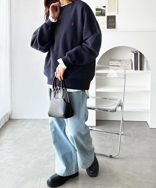 「U.S. POLO ASSN.」 スウェットカットソー X-LARGE チャコール レディース_画像6