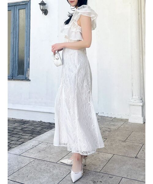 dazzlin ワンピース　レースマーメイドドレス　結婚式　パーティ　お呼ばれ dazzlin（ダズリン） ドレス クロスフリルマーメイドドレス : ZOZOTOWN