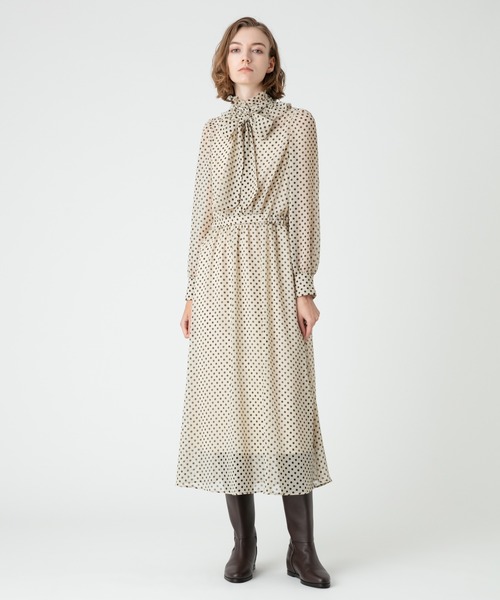 LOULOU WILLOUGHBY（ルルウィルビー） 長袖ワンピース 2 ベージュ