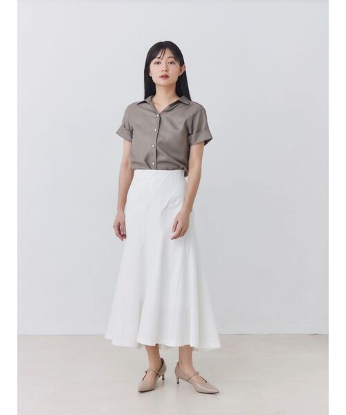 ブラウス シャツ 入学式 卒業式 パール釦スキッパーカフスシャツ レディースの画像