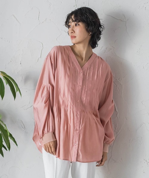 シャツ/ブラウス(長袖/七分) vintage pink lace blouse シャツ ブラウス ストライプ[品番：JCSW0000914]｜JOCOSA（ジョコサ