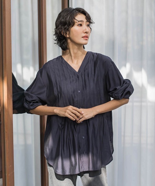 シャツ/ブラウス(半袖/袖なし) LITER chou fril blouse SHOO・LA・RUE（シューラルー） ブラウス シャツ 「洗える/S-LL/UV