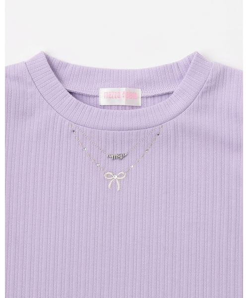 tシャツ ネックレス刺しゅう　2wayテレコTシャツ キッズ 子供服 女の子の画像