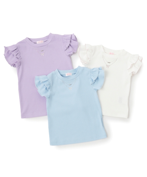 tシャツ ネックレス刺しゅう　2wayテレコTシャツ キッズ 子供服 女の子の画像