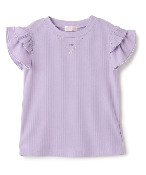 tシャツ ネックレス刺しゅう　2wayテレコTシャツ キッズ 子供服 女の子の画像