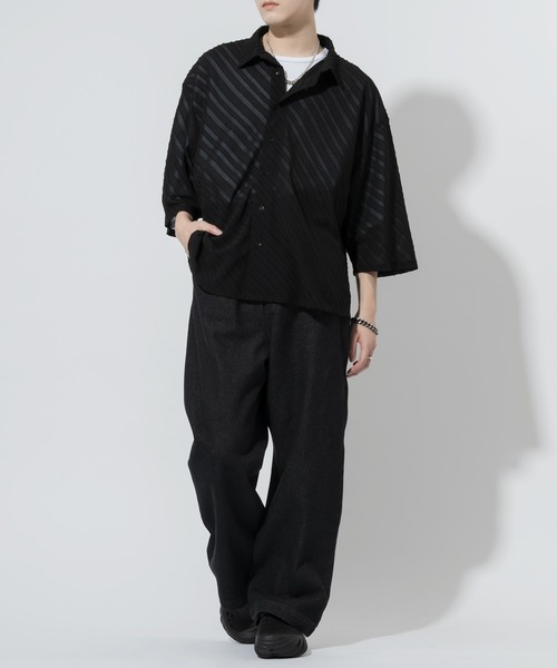「Adoon plain」 半袖シャツ LARGE ブラック メンズ_画像2