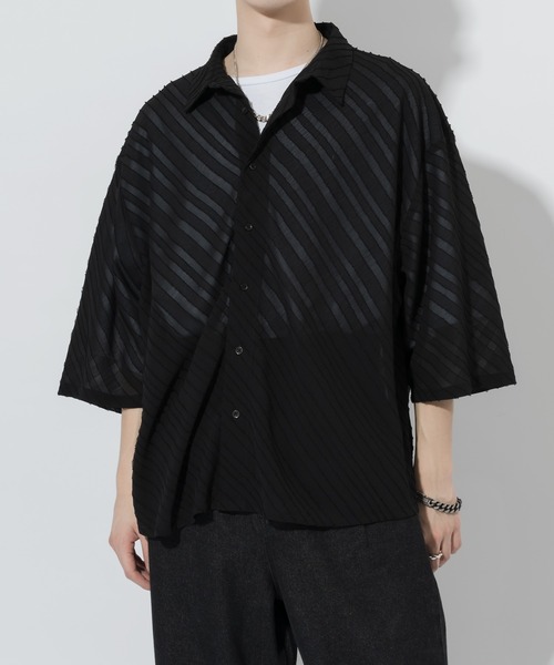 「Adoon plain」 半袖シャツ LARGE ブラック メンズ_画像6