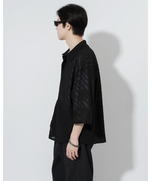 「Adoon plain」 半袖シャツ LARGE ブラック メンズ_画像7