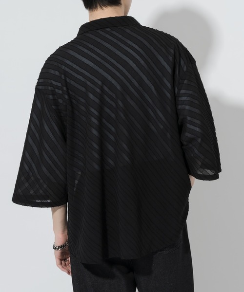「Adoon plain」 半袖シャツ LARGE ブラック メンズ_画像8